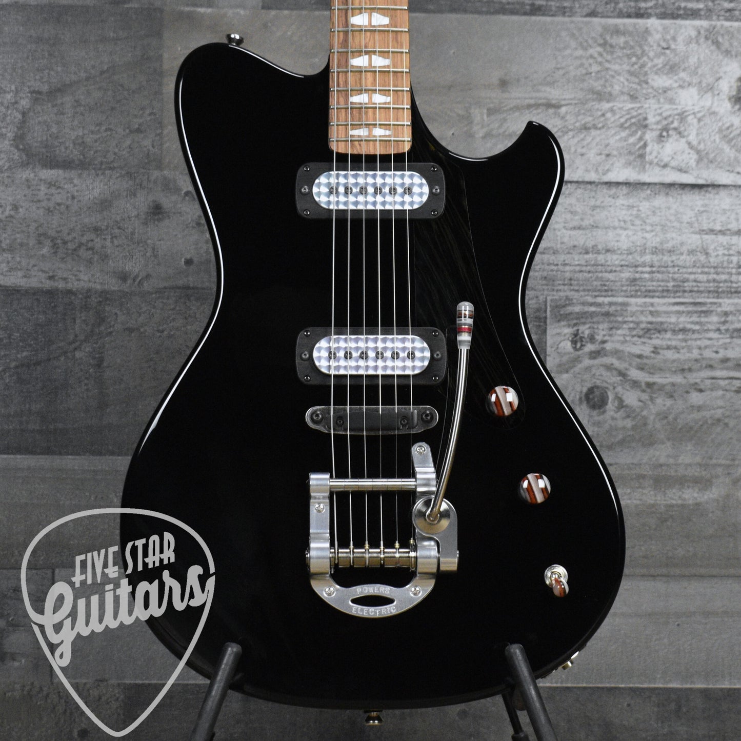 Powers Electric A Type - Jet Black - CamTail with Powers Electric Gigbag