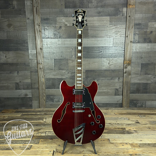Pre-Owned D'Angelico Premier DC with Stairstep Tailpiece - Trans Wine with Gig Bag