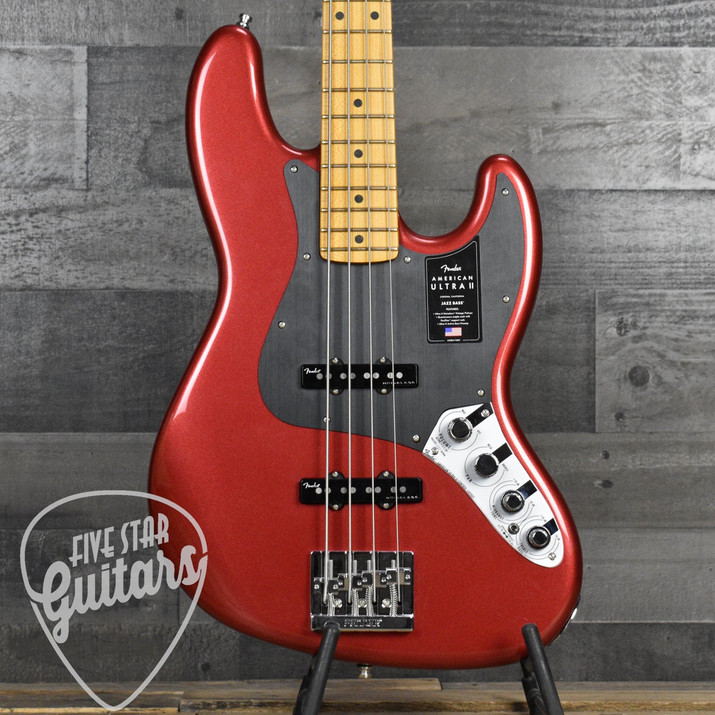 Pre-Owned Fender American Ultra II Jazz Bass Maple Fingerboard - Sinister Red with Deluxe Molded Case