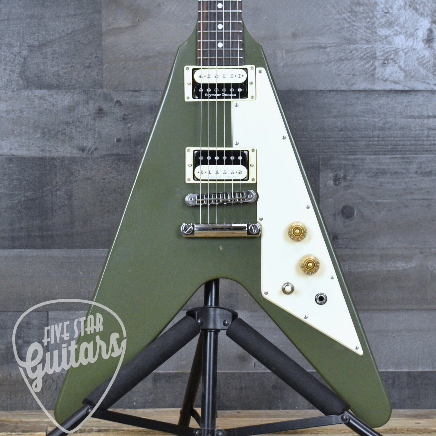 Pre-Owned Gibson Flying V Tribute - Satin Olive Drab with Hardshell Case