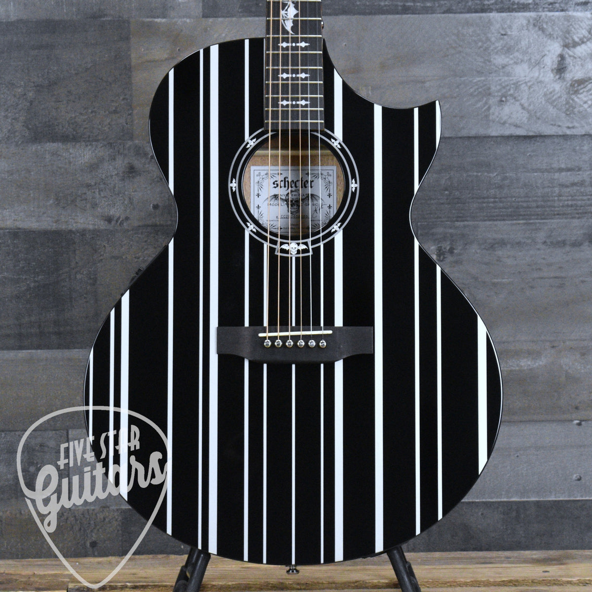 Schecter Synyster Gates Acoustic - Gloss Black with Silver Pinstripes