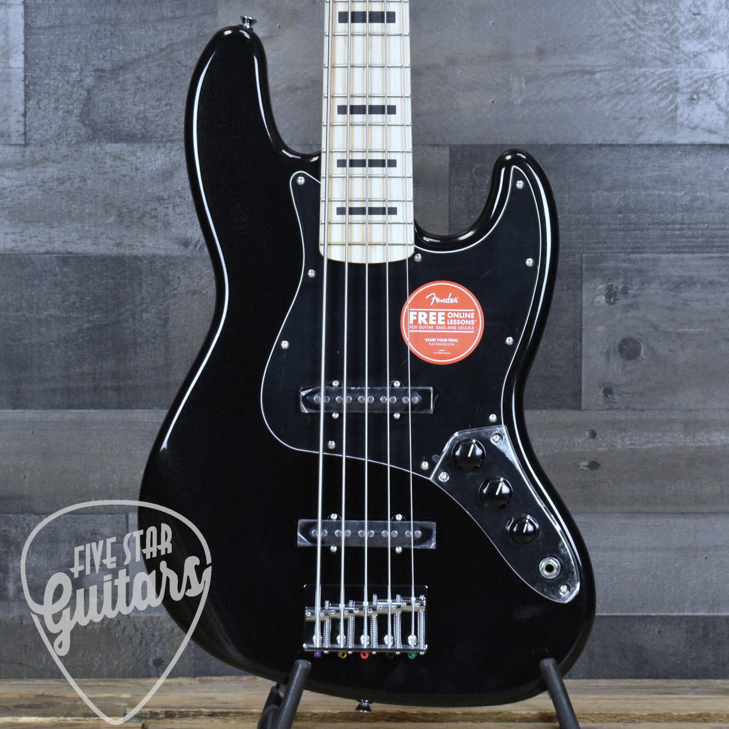 Squier Affinity Series Active Jazz Bass V Maple Fingerboard - Black Metallic