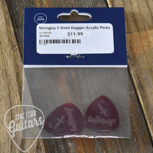 Stringjoy 1.5mm Dagger Acrylic Picks - 2 pack