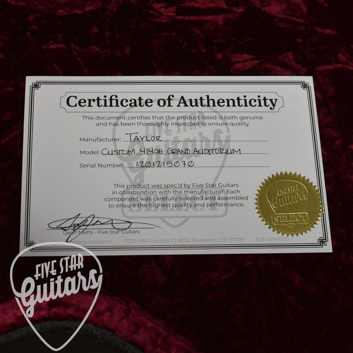 Taylor Custom 414ce Grand Auditorium - Natural with Hard Shell Case - Five Star Select