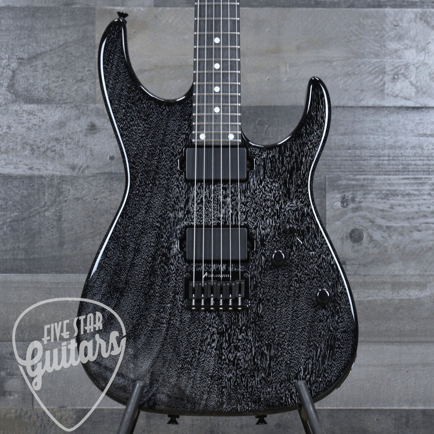 Tom Anderson Angel Player - Black with White Dog Hair with Hardshell Case