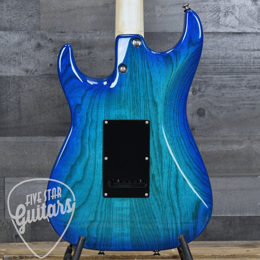 Tom Anderson Classic - Bora to Transparent Blue Burst with Gigbag