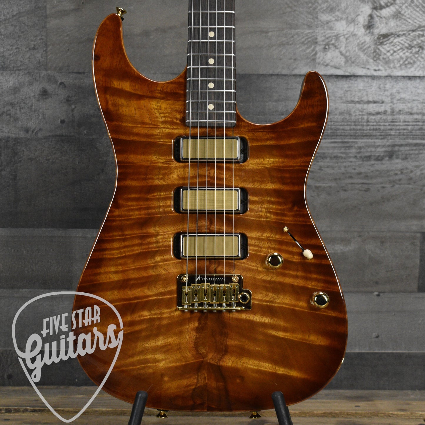 Tom Anderson Drop Top Koa/Basswood - Light Tobacco Shaded Edge with Binding, Transparent Brown Back with Hard Shell Case