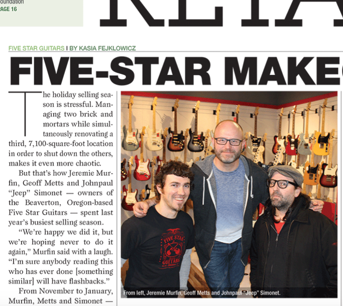 Five Star Guitars Interviewed by Music Inc. Magazine