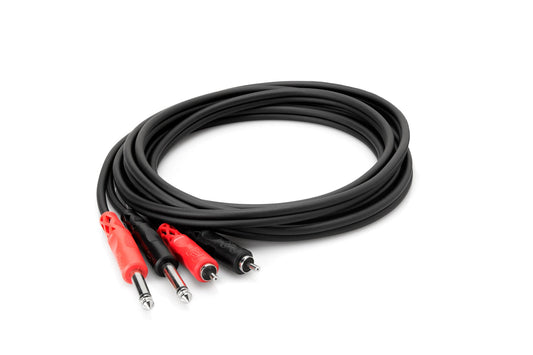 Hosa Stereo Interconnect Cable Dual 1/4" TS to Dual RCA - 2m - CPR-202