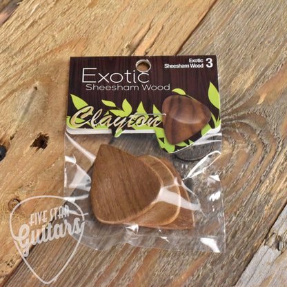 Clayton Exotic Sheesham Wood Guitar Picks - 3 Pack - DWS/3