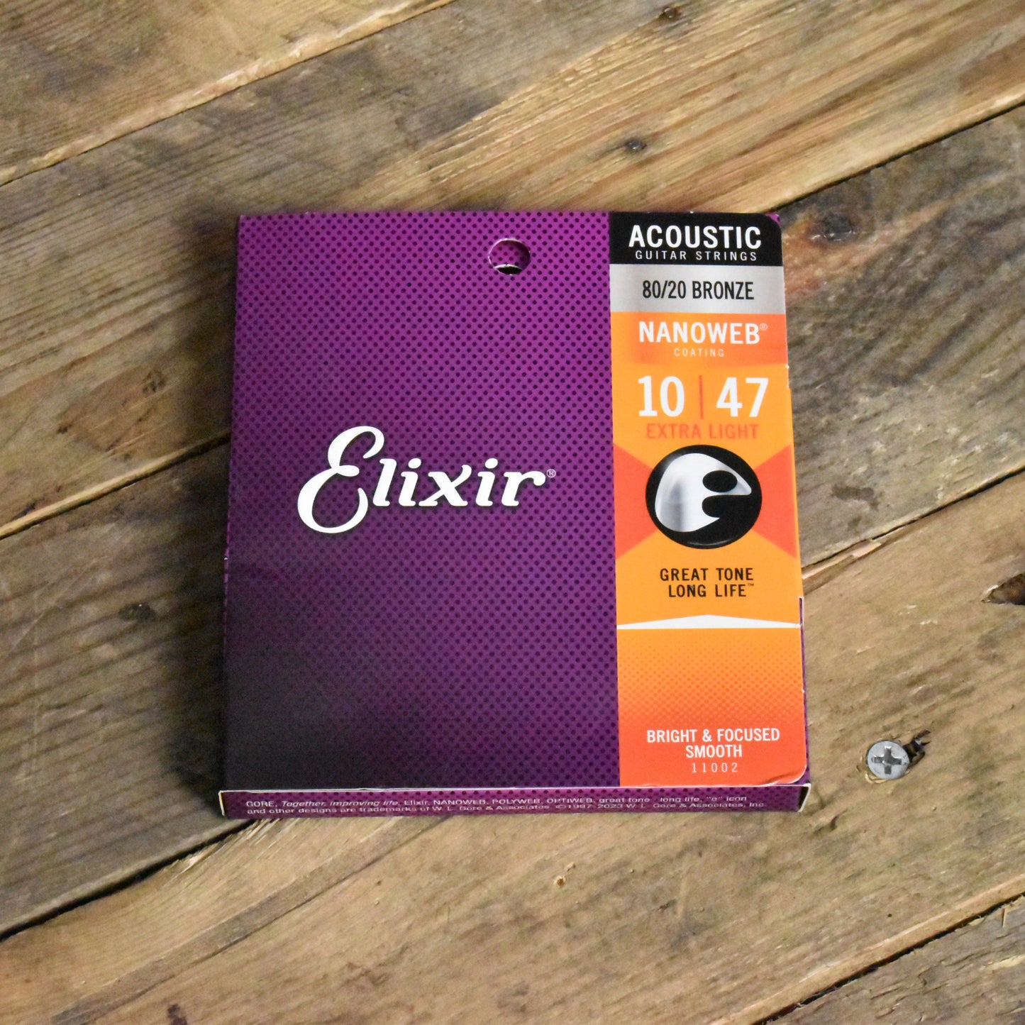 Elixir Nanoweb Coated 80/20 Bronze Acoustic Guitar Strings 11002 Extra Light 10-47