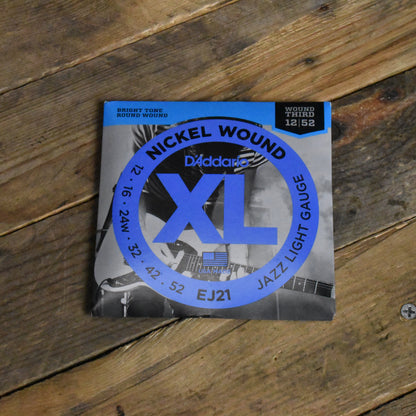 D'Addario EJ21 Nickel Wound Jazz Electric Guitar Strings Light 12-52