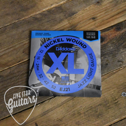 D'Addario EJ21 Nickel Wound Jazz Electric Guitar Strings Light 12-52