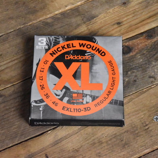 D'Addario EXL110-3D 3-Pack Nickel Wound Electric Guitar Strings Regular Light 10-46