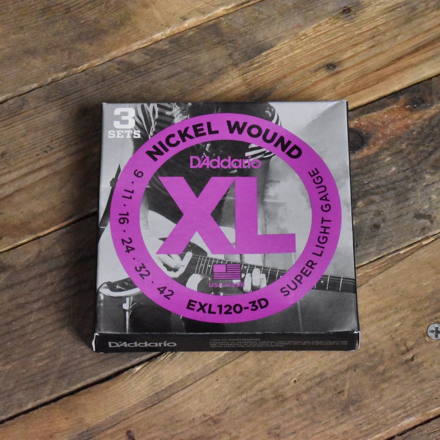 D'Addario EXL120-3D 3-PackNickel Wound Electric Guitar Strings Super Light 9-42