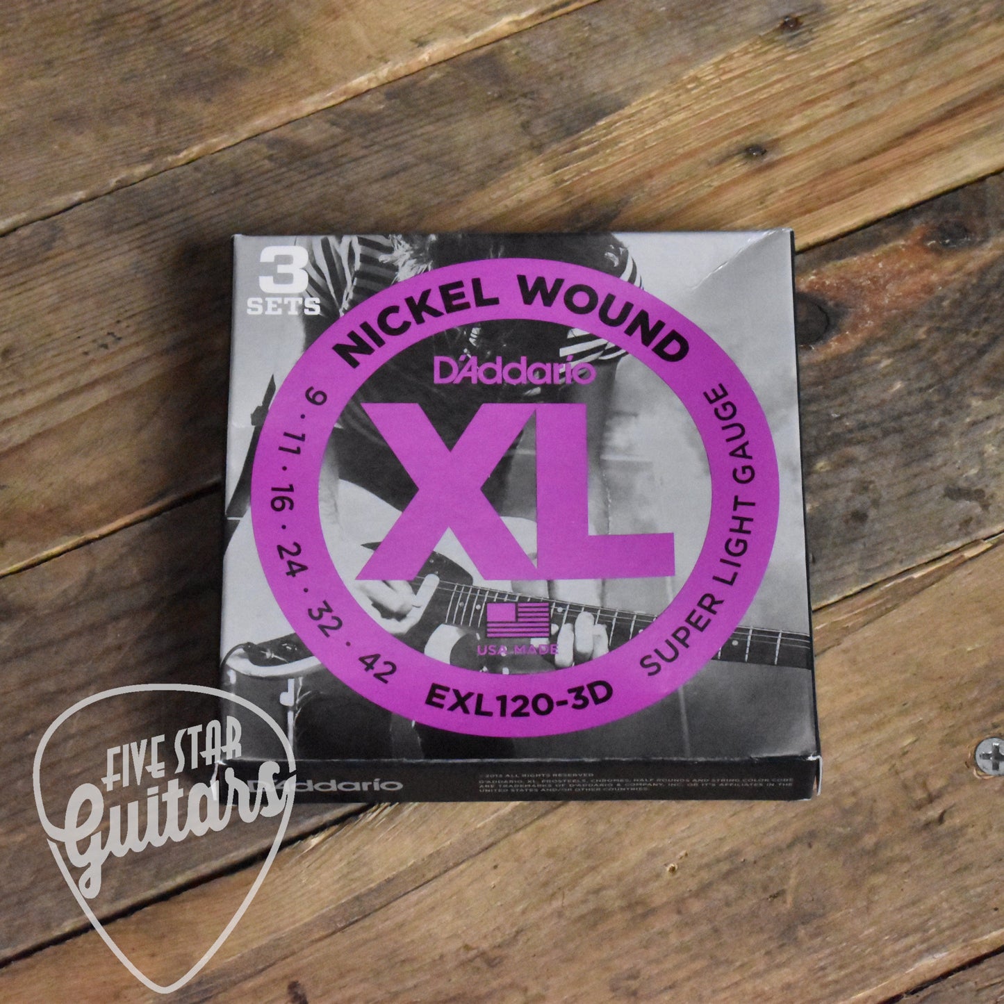 D'Addario EXL120-3D 3-PackNickel Wound Electric Guitar Strings Super Light 9-42