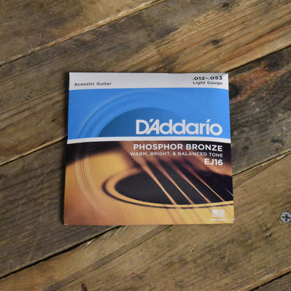 D'Addario EJ16 Phosphor Bronze Acoustic Guitar Strings 12-53