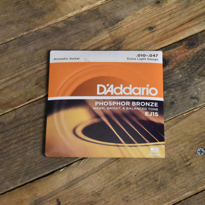 D'Addario EJ15 Phosphor Bronze Acoustic Guitar Strings Extra-Light 10-47