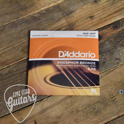 D'Addario EJ15 Phosphor Bronze Acoustic Guitar Strings Extra-Light 10-47