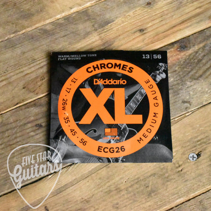 D'Addario ECG26 Chromes Flat Wound Electric Guitar Strings Medium 13-56