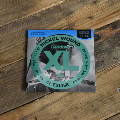 D'Addario EXL158 Nickel Round Wound Light Baritone Electric Guitar Strings 13-62