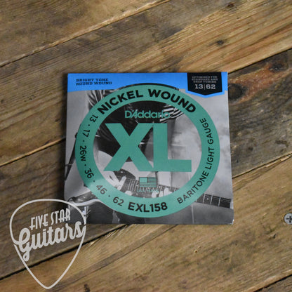 D'Addario EXL158 Nickel Round Wound Light Baritone Electric Guitar Strings 13-62