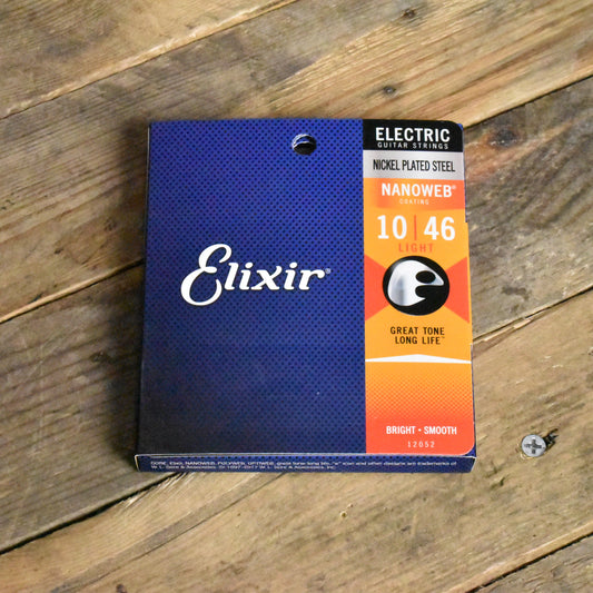 Elixir 12052 Electric Nanoweb Coated Nickel Plated Electric Guitar Strings Light 10-46