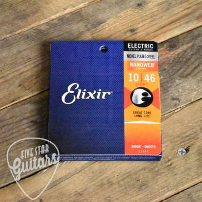 Elixir 12052 Electric Nanoweb Coated Nickel Plated Electric Guitar Strings Light 10-46