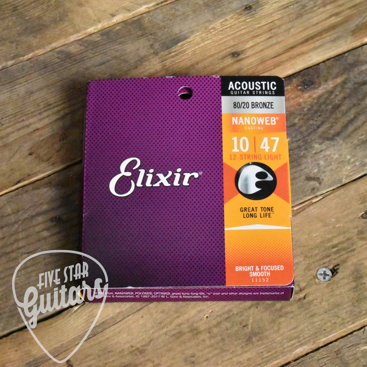 Elixir 11152 Nanoweb Coated 80/20 Bronze 12 Twelve String Acoustic Guitar Strings Light 10-47