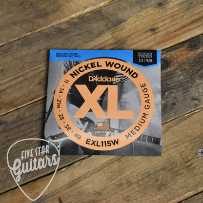 D'Addario EXL115W Wound Third Electric Guitar Strings 11-49