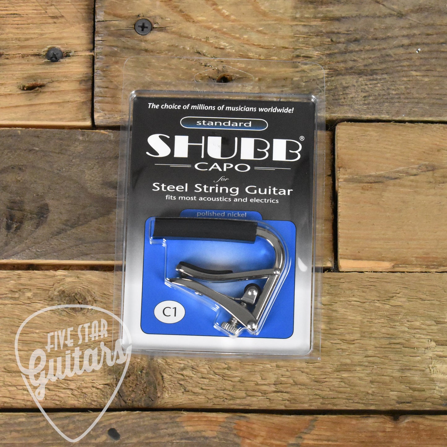 Shubb Steel String Guitar Capo - Polished Nickel - C1