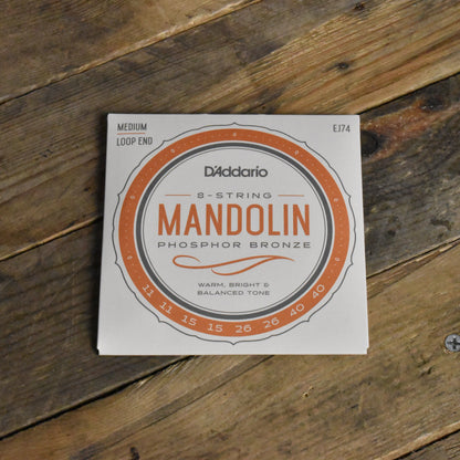 D'Addario EJ74 Phosphor Bronze Loop End Mandolin Strings Medium 11-40