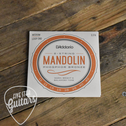 D'Addario EJ74 Phosphor Bronze Loop End Mandolin Strings Medium 11-40