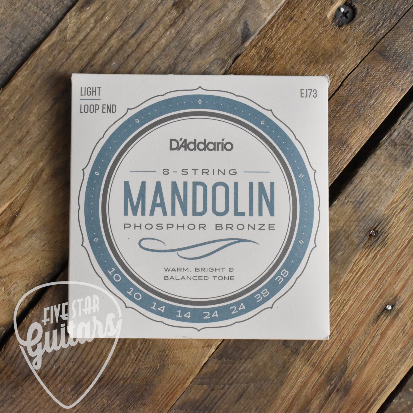 D'Addario EJ73 Phosphor Bronze Mandolin Strings Loop End Light 10-38