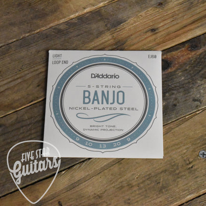 D'Addario EJ60 Nickel Plated Steel Loop End 5-String Banjo Strings 9-9