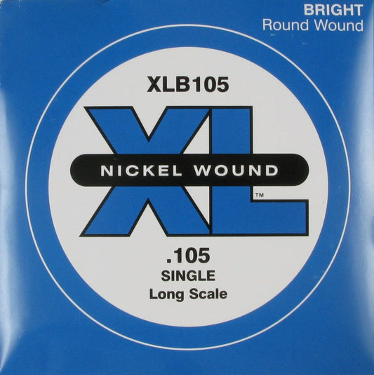 D'Addario XLB105 Nickel Round Wound Long Scale Electric Guitar Bass Single String .105