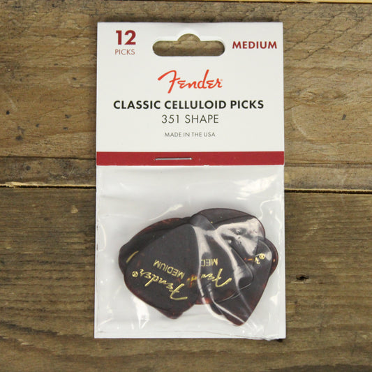 Fender Classic Celluloid Shell 351 Shape Medium Picks - 12 Pack