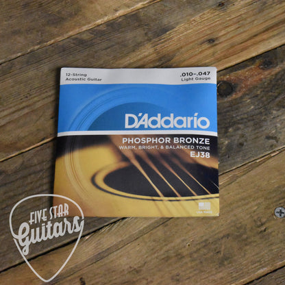 D'Addario EJ38 Phosphor Bronze 12-String Acoustic Guitar Strings Light 10-47