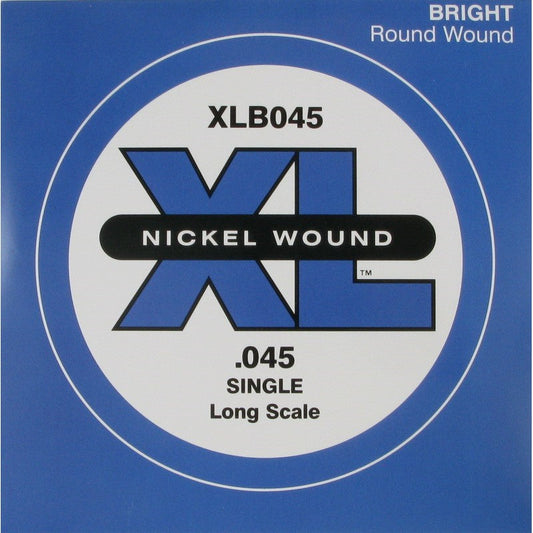 D'Addario XLB045 Nickel Round Wound Long Scale Electric Bass Guitar Single String .045