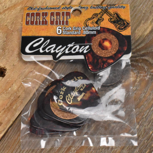 Clayton Cork Grip Standard .80mm Guitar Picks - 6 Pack - CG80