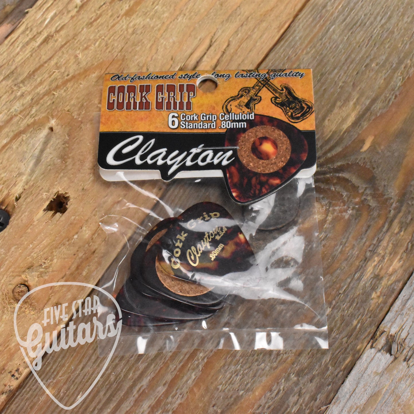 Clayton Cork Grip Standard .80mm Guitar Picks - 6 Pack - CG80