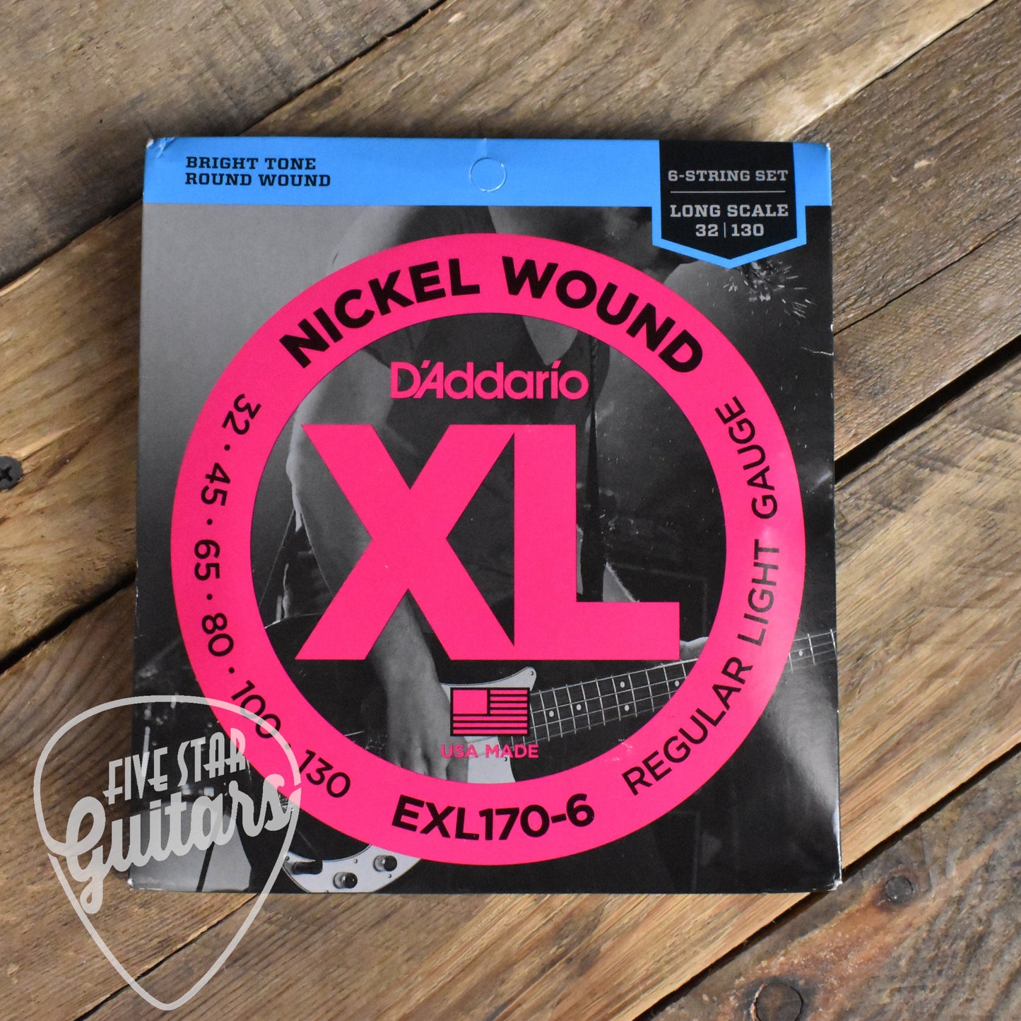 D'Addario EXL170-6 Nickel Wound Electric Bass 6 String Long Scale 32-130