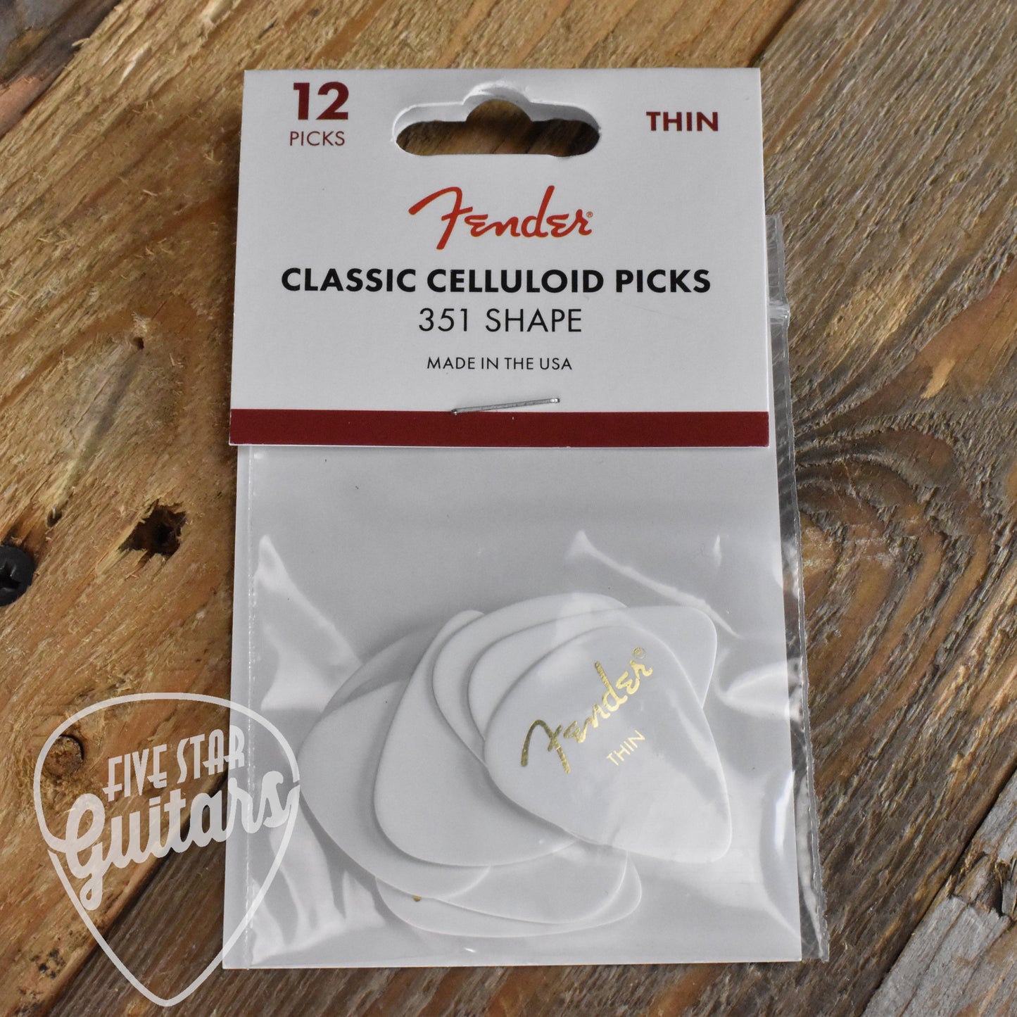 Fender 351 Picks White Thin 12 Pack