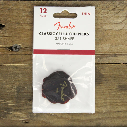 Fender Classic Celluloid Shell 351 Shape Thin Picks - 12 Pack