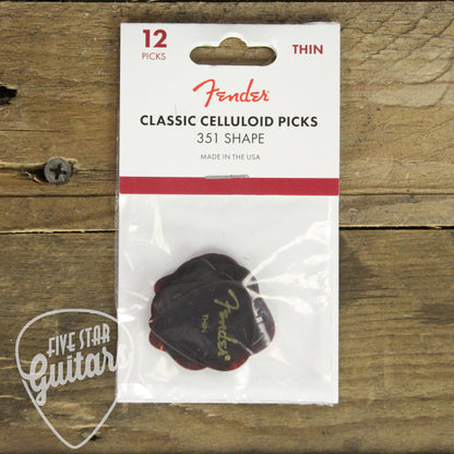 Fender Classic Celluloid Shell 351 Shape Thin Picks - 12 Pack