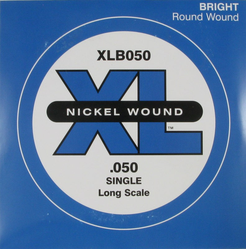 D'Addario XLB050 Nickel Round Wound Long Scale Electric Bass Guitar Single String .050