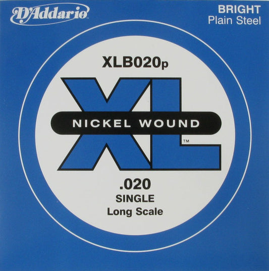 D'Addario XLB020P Electric Bass Guitar Plain Steel Single String .020