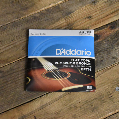 D'Addario EFT16 Flat Top Phosphor Bronze Acoustic Guitar Strings Light 12-53