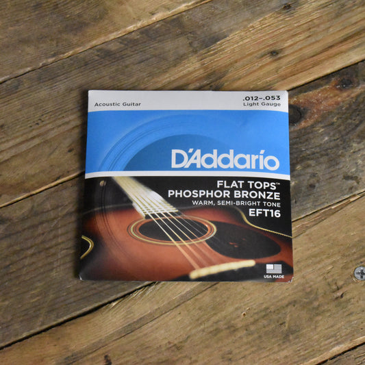 D'Addario EFT16 Flat Top Phosphor Bronze Acoustic Guitar Strings Light 12-53