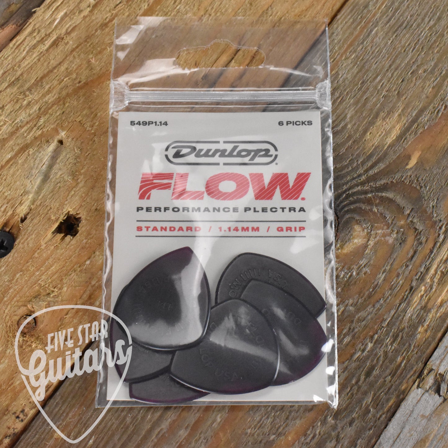 Dunlop Flow Standard 1.14mm Guitar Picks - 6 Pack - 549P114